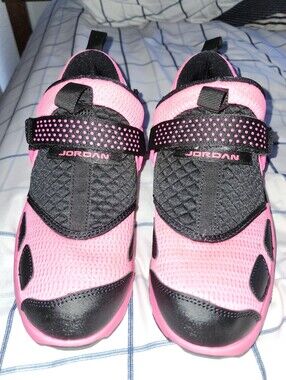 Jordan Pink and Black Athletic Sneakers with Hook Strap